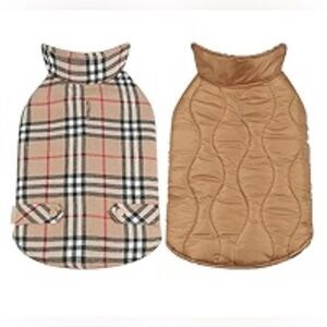 Vivaglory Reversible Plaid and Tan Dog Coat (Burberry look-alike) soooo cute!